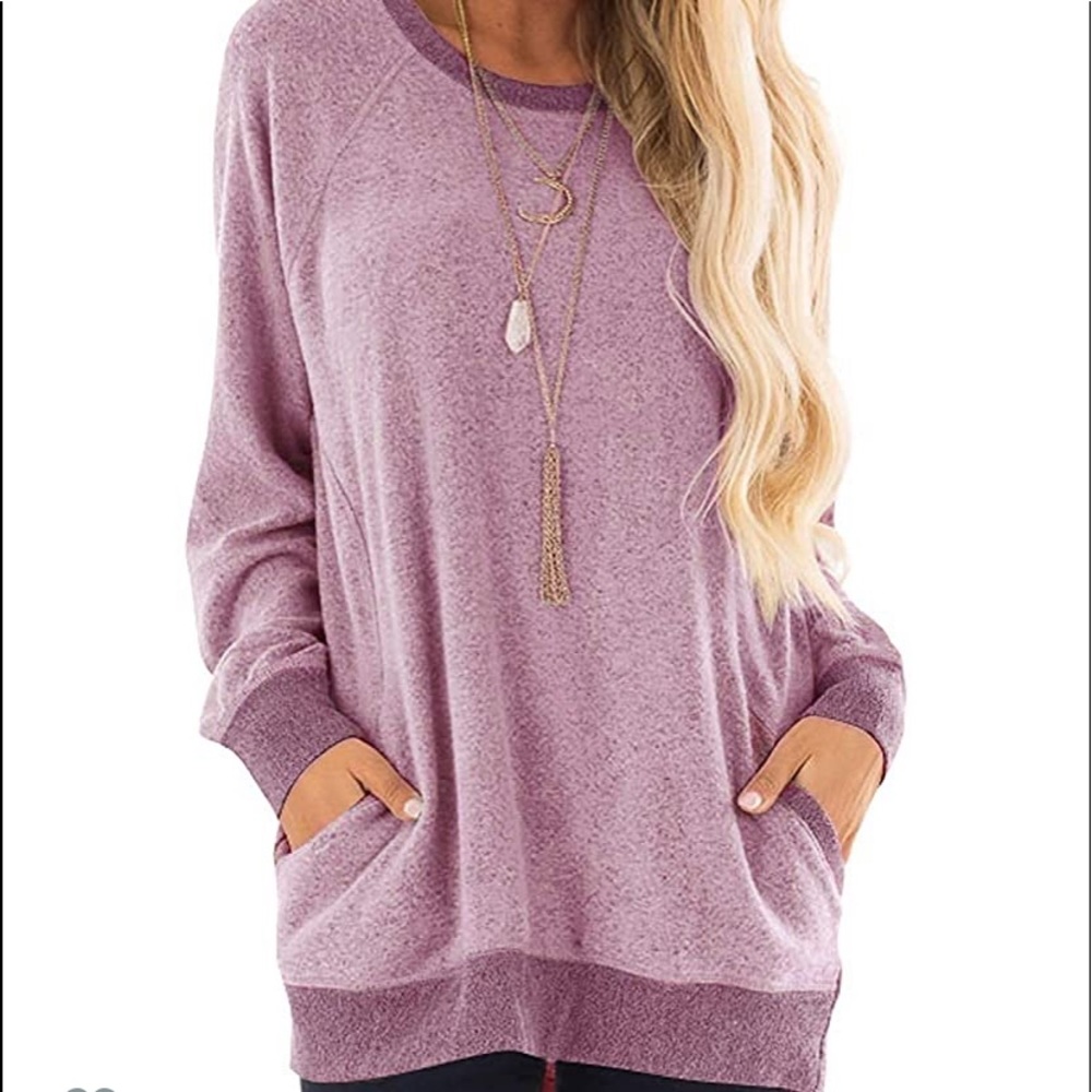 Beautiful woman sweatshirt with pocket loose - Picture 7 of 12